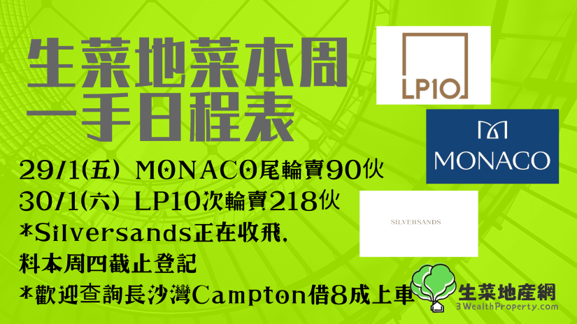 生菜本周一手日程表 (25/1) | MONACO | LP10 | Silversands